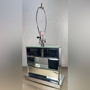 Silver Glam Geometric Mirrored Glass Table Lamp
